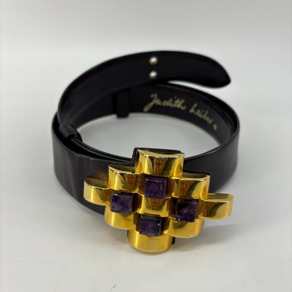 Judith Leiber Amethyst Gem Deep Purple Belt Expandable One Size - Picture 2 of 11